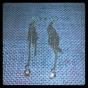 ✨ Beautiful chain goldtone topaz drop earrings